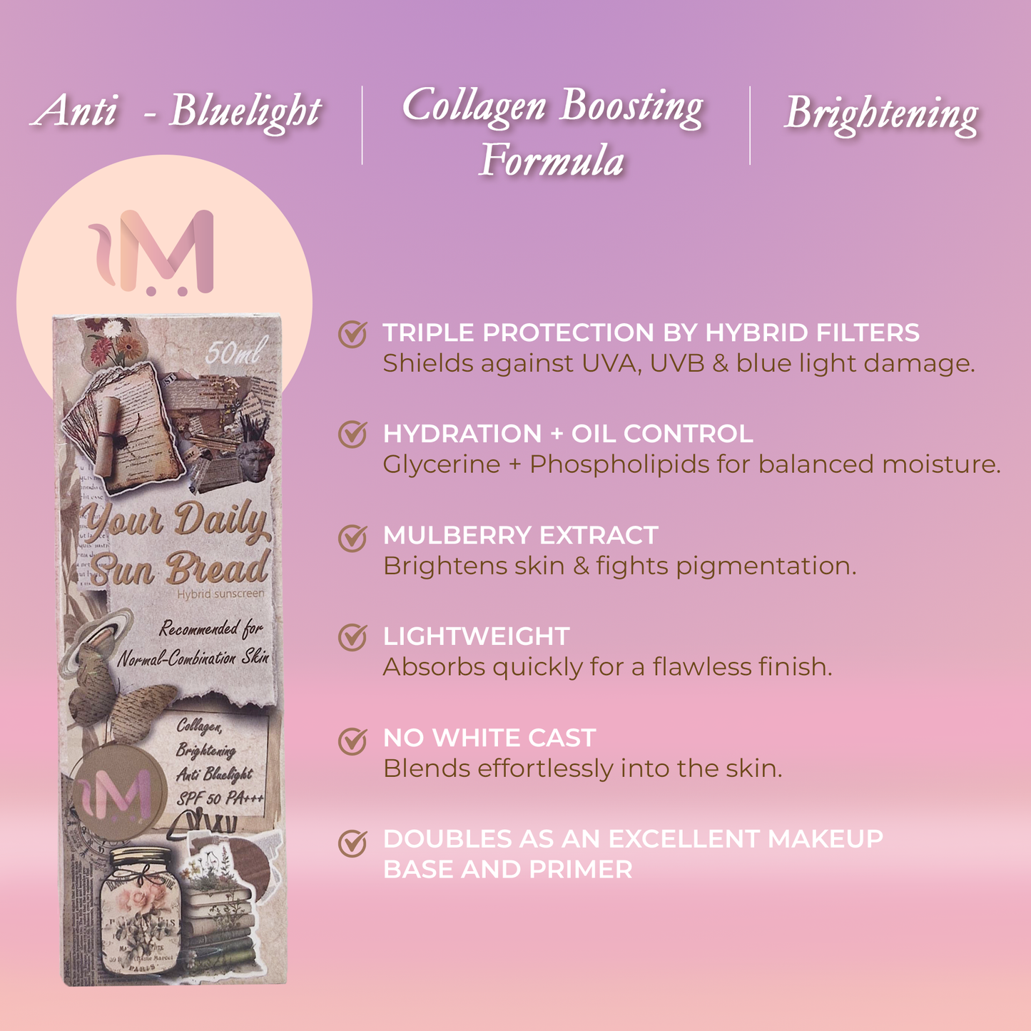 Meowmeow’s Your Daily Sun Bread Spf50 Pa+++ ( For Combination Skin)